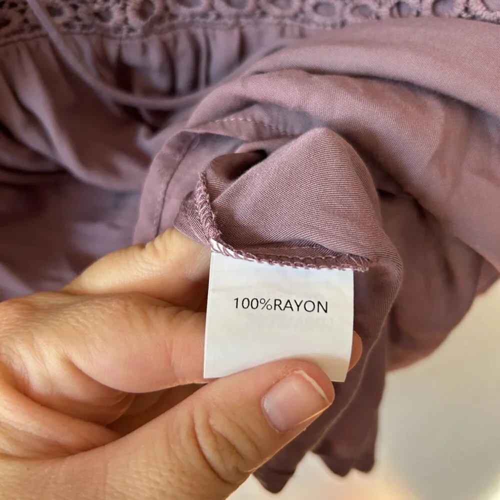 BloomChic Peasant Top Womens 16 Purple V-neck Boho Witchy Fairy Ruffle Sleeves - Picture 5 of 6